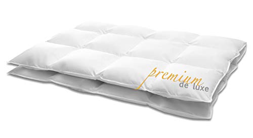 HANSKRUCHEN® Premium de Luxe Daunendecke 135x200 cm - Warm / Winter - Made in Germany Kassettendecke aus 100% Baumwolle - Allergiker geeignet
